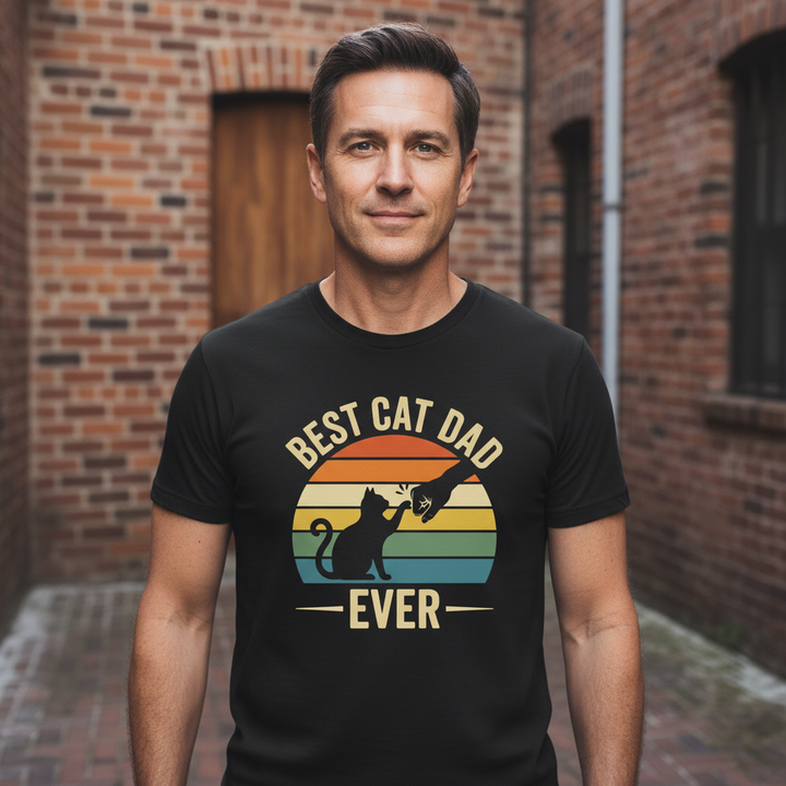 Best Cat Dad Ever – Classic Sunset – Premium T-Shirt