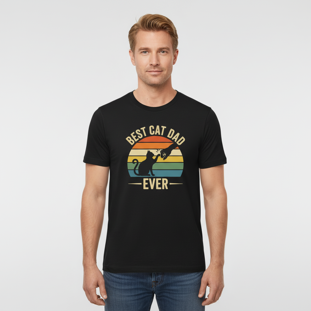 Best Cat Dad Ever – Classic Sunset – Premium T-Shirt