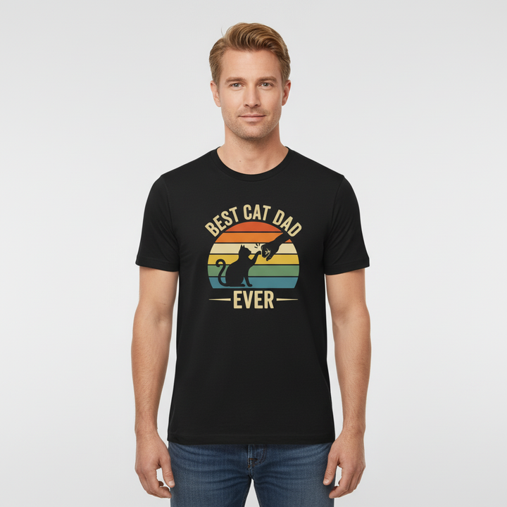 Best Cat Dad Ever – Classic Sunset – Premium T-Shirt