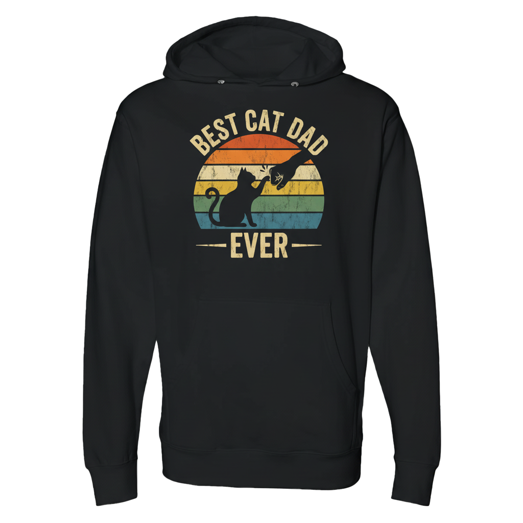 Best Cat Dad Ever – Vintage Sunset (Distressed) — Premium Midweight Hoodie