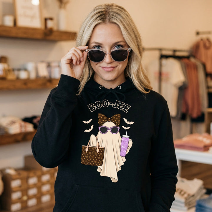 "Boo-Jee" — Glam Ghost Halloween — Premium Midweight Hoodie