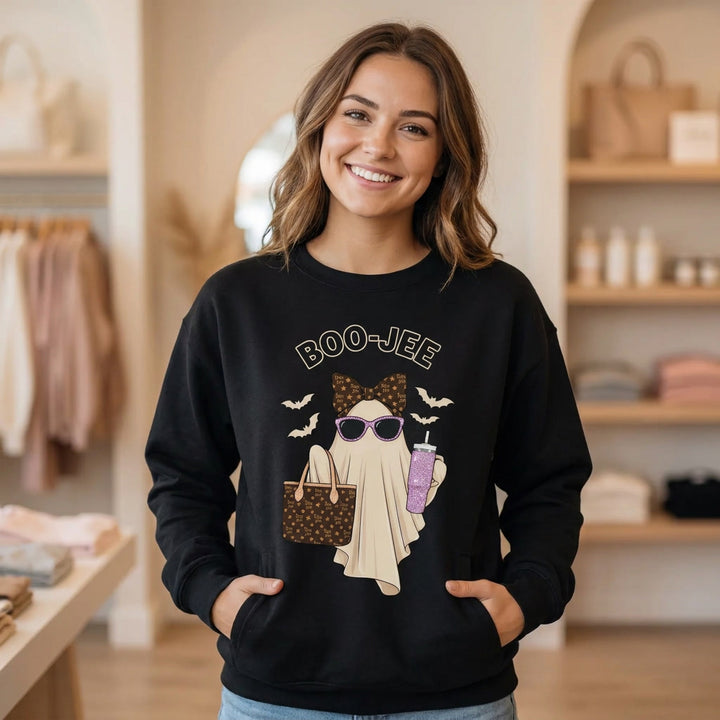 "Boo-Jee" — Glam Ghost Halloween — Premium Midweight Sweatshirt