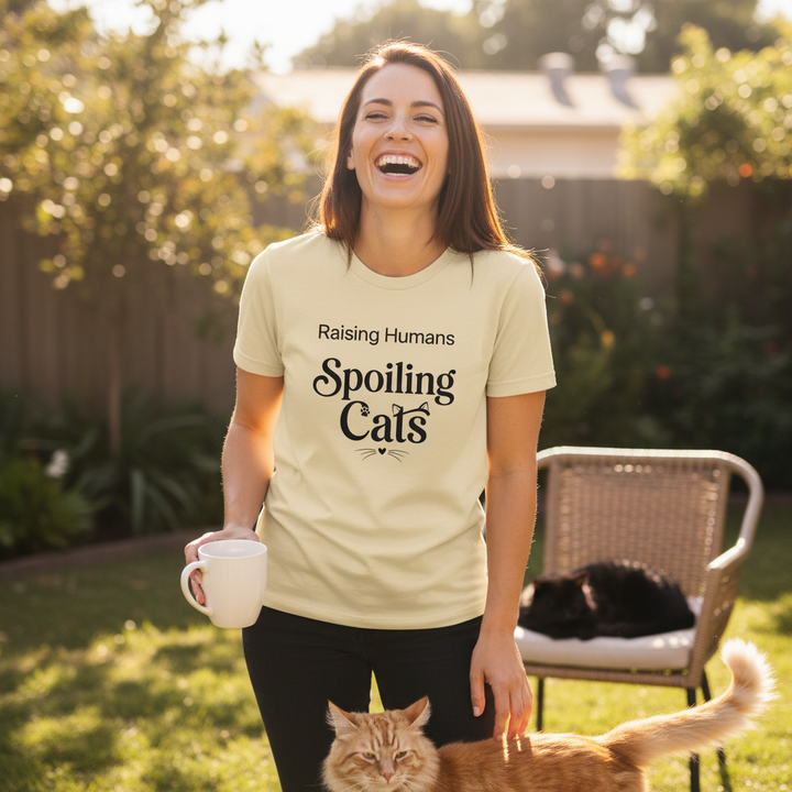 Raising Humans,  Spoiling Cats — Premium T-Shirt